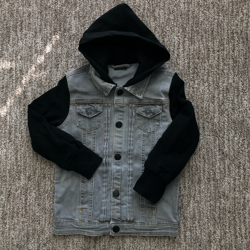 Little Bipsy grey denim hooded jacket